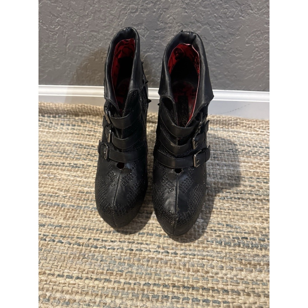 Iron Fist New Rider Platform Booties Rhinestones Size 8 - Picture 3 of 4